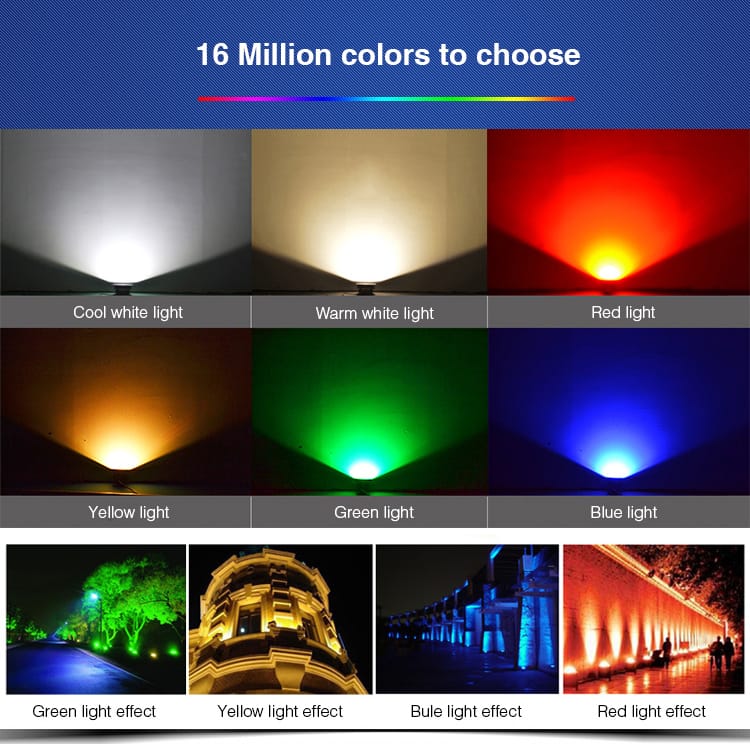 16 million colours RGB+CCT LED smart floodlight cool white warm white red yellow green blue cold