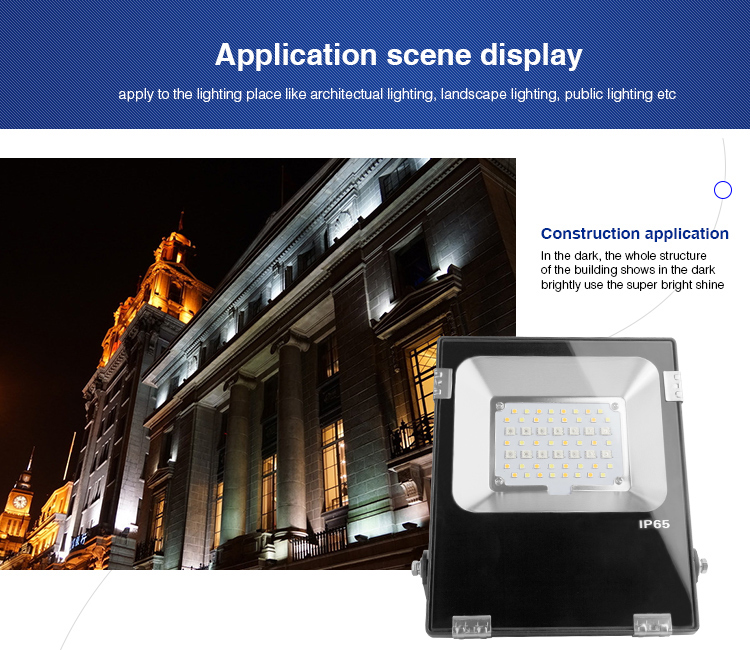 application scene display apply to the lighting place like architectual lighting LED floodlight