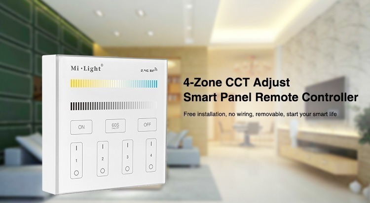 Mi-Light 4-zone CCT adjust smart panel B2 smart wall panel Alexa compatible