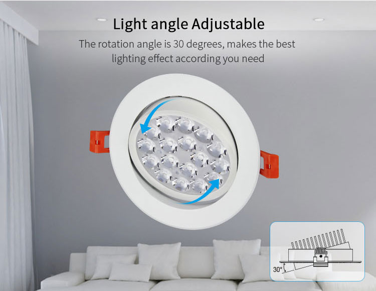 Mi-Light 9W RGB+CCT LED ceiling spotlight FUT062 light angle adjustable