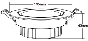 Mi-Light 9W RGB+CCT LED ceiling spotlight FUT062 product size ceiling lamp dimensions technical picture