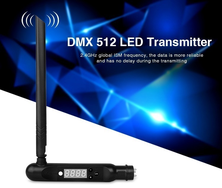 DMX 512 LED transmitter Mi-Light product black antena blue colour background