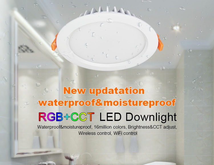 Mi-Light IP54 waterproof 15W RGB+CCT LED downlight FUT069 moistureproof ceiling lamp great for bathroom