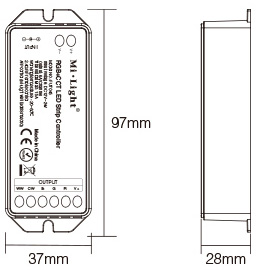 Mi-Light smart Wi-Fi controller size technical picture dimensions