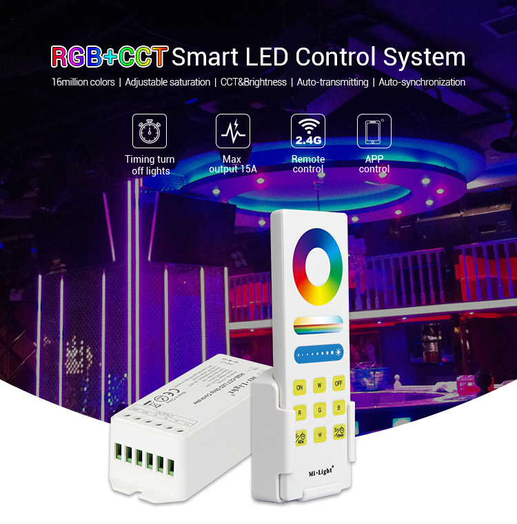 RGBCCT smart LED control system by Mi-Light FUT045A complete set for LED strips