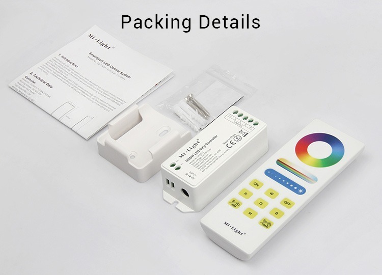 Mi-Light RGBW smart LED control system FUT044A package includes