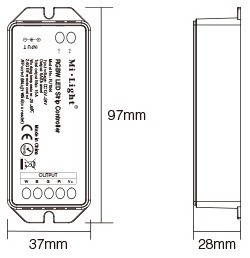 Mi-Light RGBW smart LED control system FUT044A size product dimensions