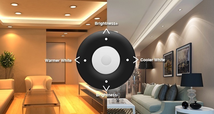 warm sold white colour temperature adjustment brightness dimming remote control functions