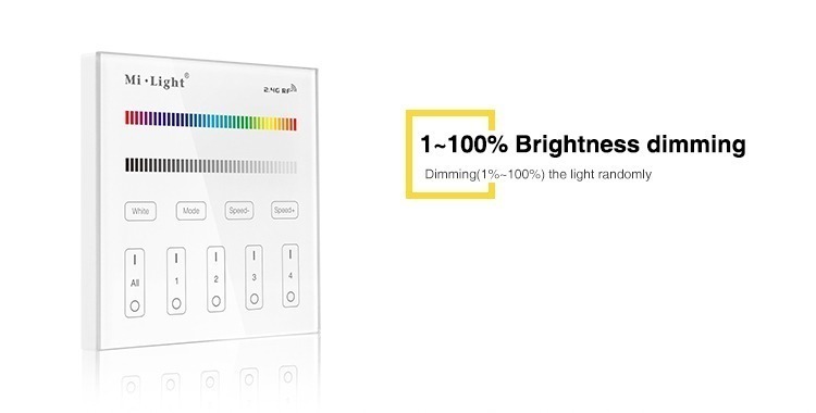 1-100% brightness dimming T3 wall panel dimmer MiLight