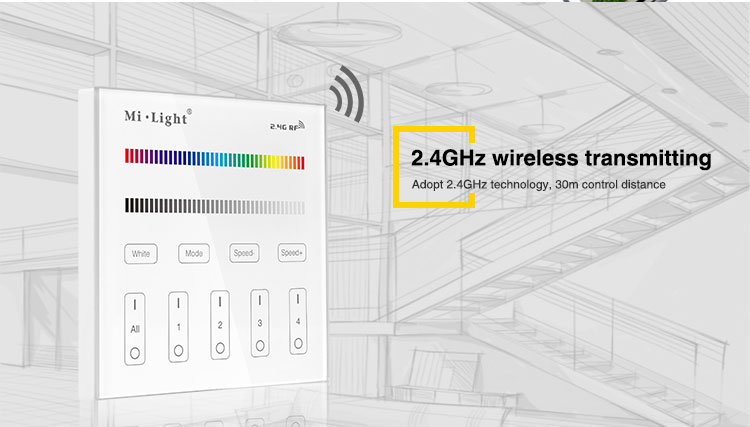 wireless transmitting 2.4GHz WiFi remote controller wall panel