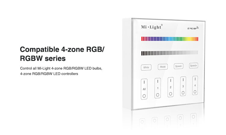 compatible with 4-zone RGB and RGBW series LED controller