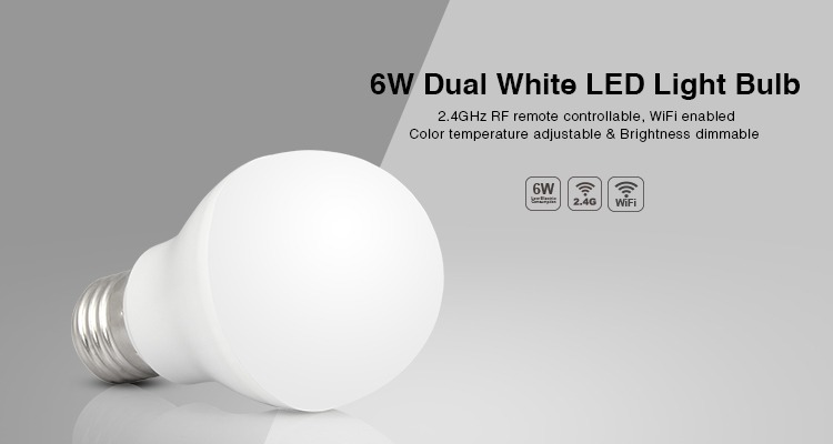 6W dual white LED light bulb E27 big thread RF remote controlled