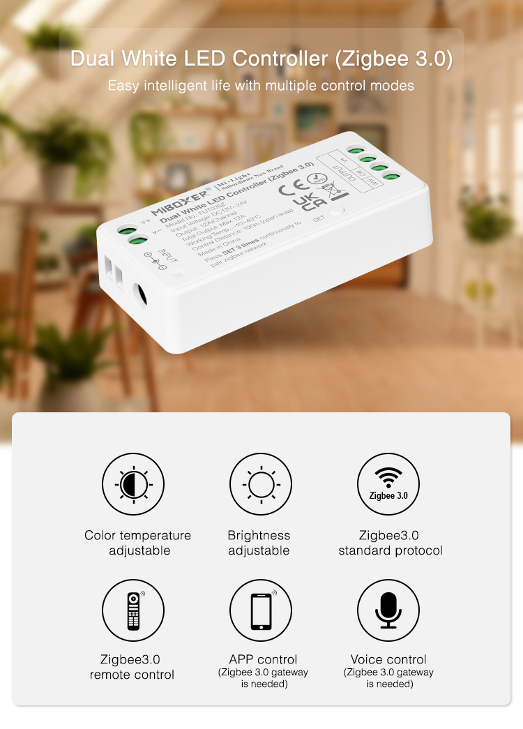 MiBoxer dual white LED controller (Zigbee 3.0) FUT035Z White colour LED UKCA
