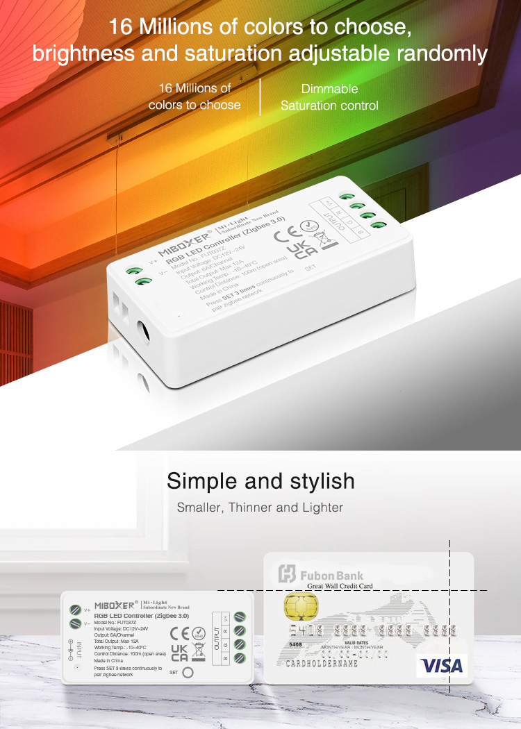 MiBoxer RGB LED controller (Zigbee 3.0) FUT037Z simple easy and stylish LED strip control