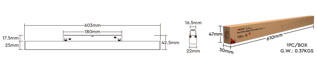 MiBoxer 24W dual white magnetic floodlight (Zigbee 3.0 + 2.4GHz) MF2-24A-ZL size of the product buy in UK