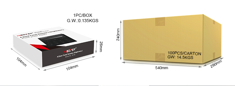 MiBoxer black 4-zone brightness panel remote B1-B buy online UK wholesaler trade quantity good price