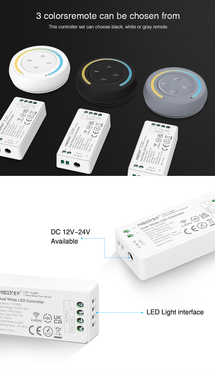 MiBoxer FUT035SA remote controller comes in three colours