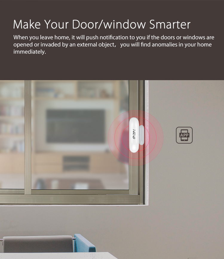 NEO WiFi smart door and window sensor make your door and window smarter