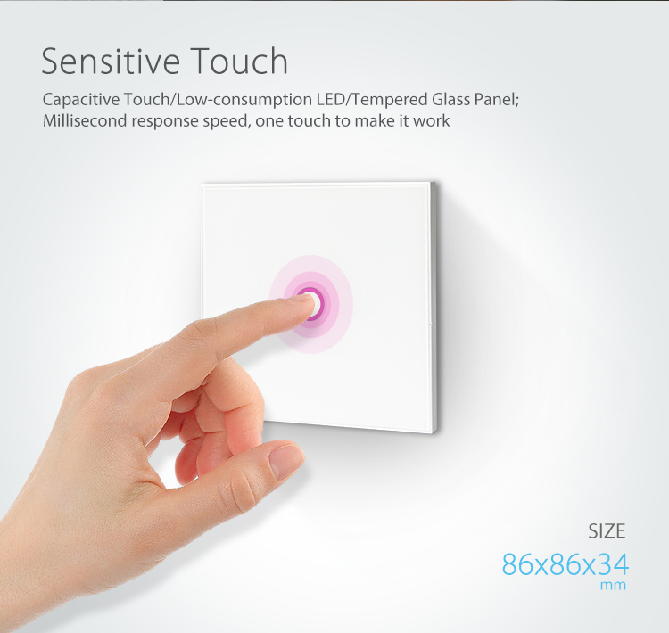 NEO WiFi smart light switch 1 gang sensitive touch LED tempted glass panel quick response