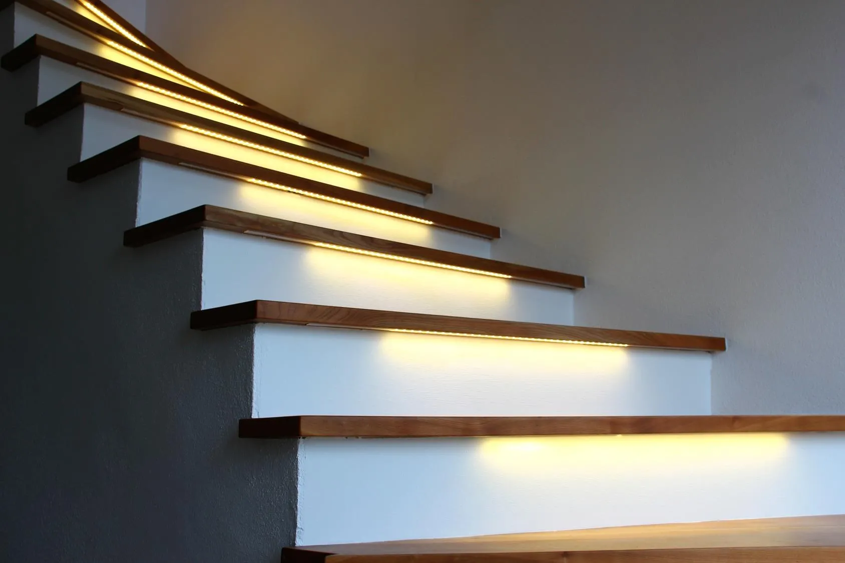LED lights under stairs