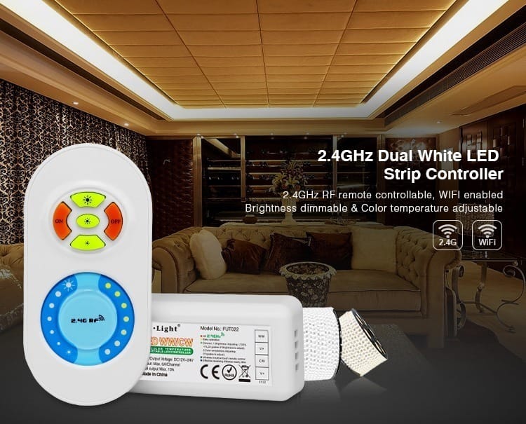 Mi-Light 2.4GHz dual white LED strip controller FUT022 LED strip controlling kit startup set