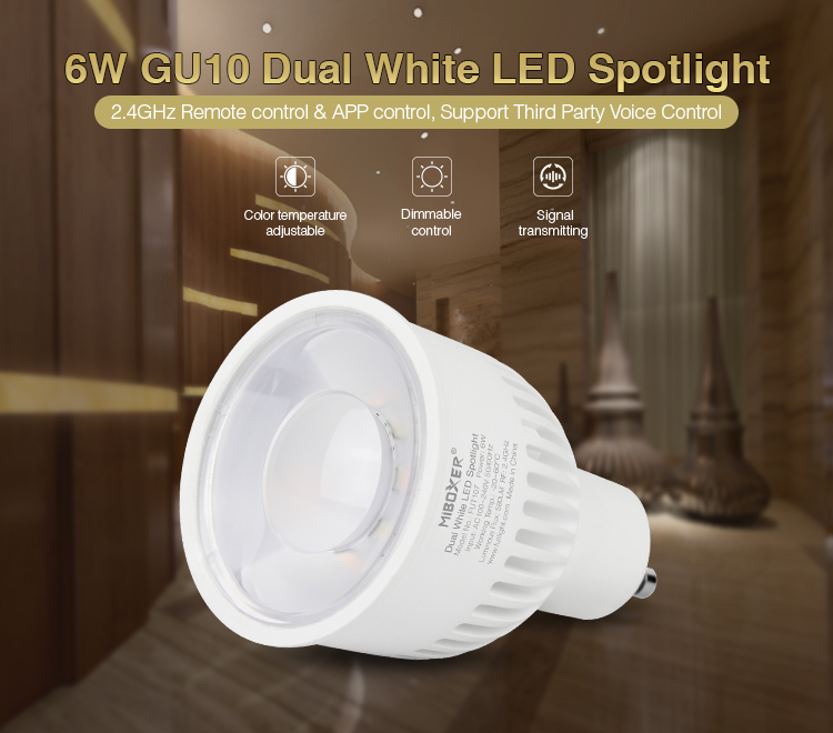 6W GU10 dual white LED spotlight