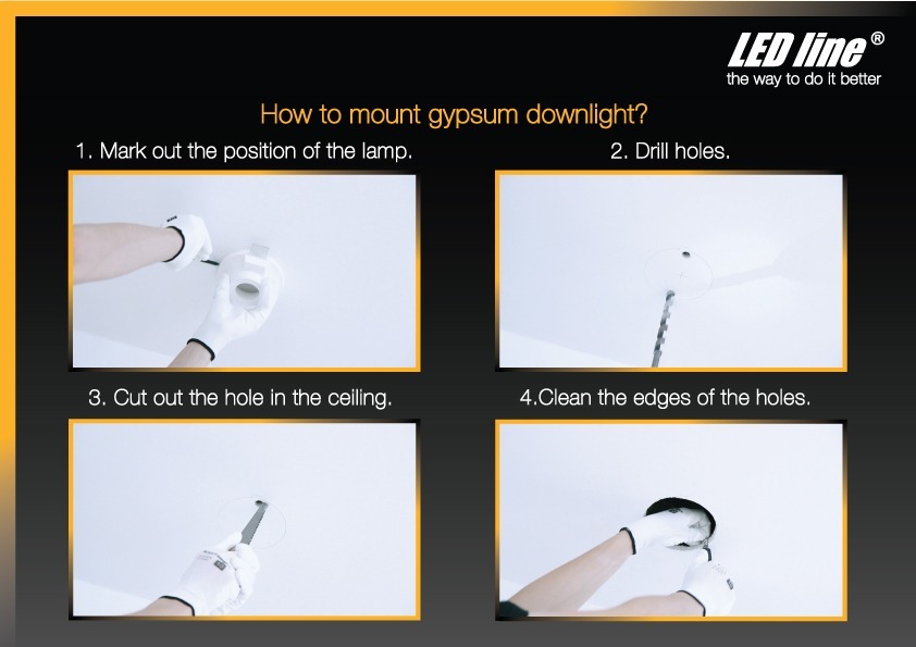 how to mount gypsum downlight? mark out the position of the lamp drill hole