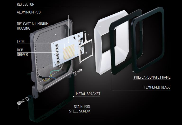 PHOTON LED floodlight built aluminium outdoor garden light