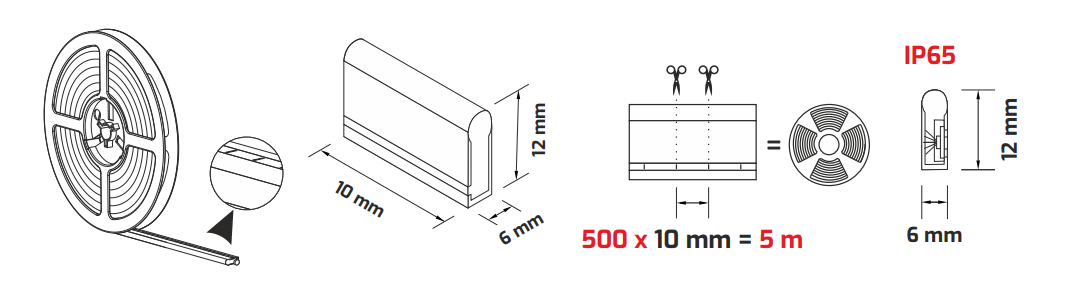 Neon Flex LED Strip technical drawing