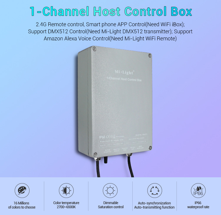 MiBoxer 1-channel host control box SYS-PT1 2.4G remote control smart phone control, voice control, DMX512 control