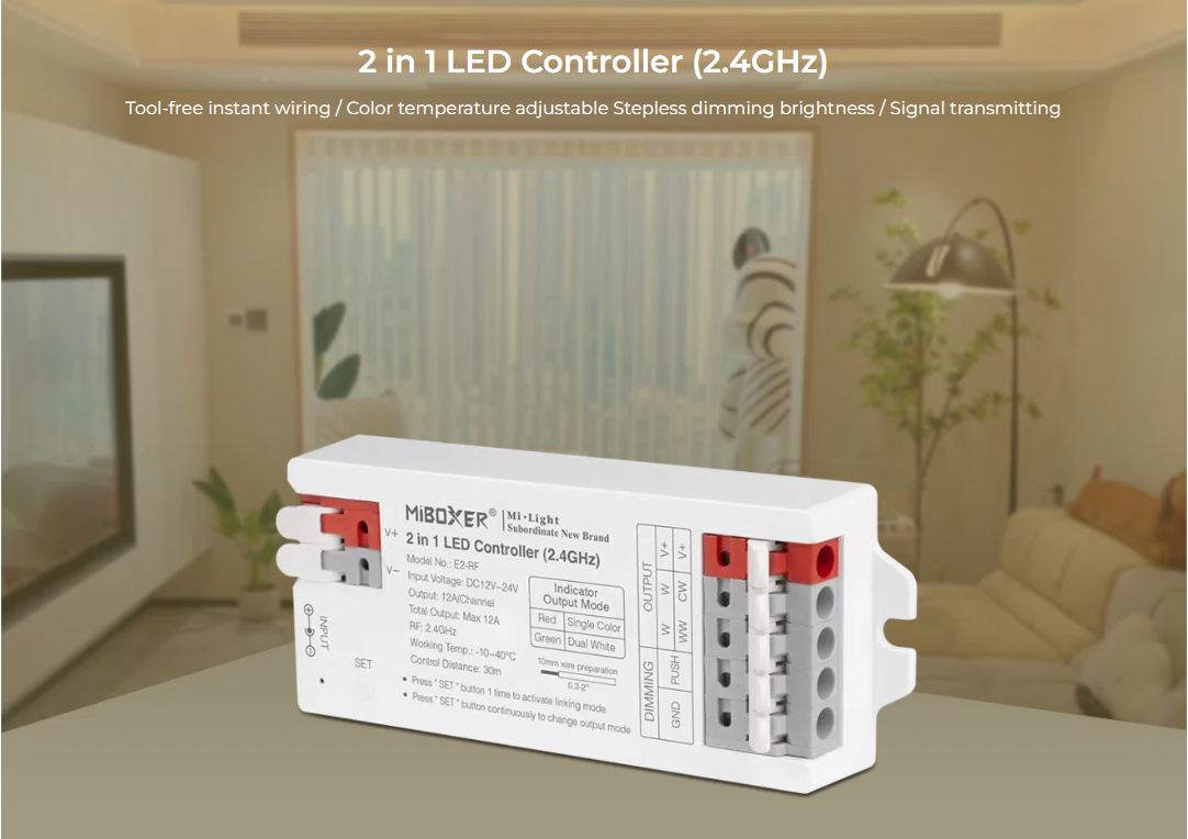 Tool-free instant wiring / Color temperature adjustable Stepless dimming brightness / Signal transmitting