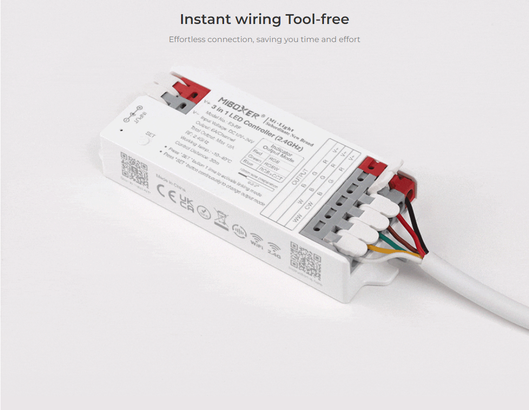 Instant wiring Tool-free Effortless connection, saving you time and effort