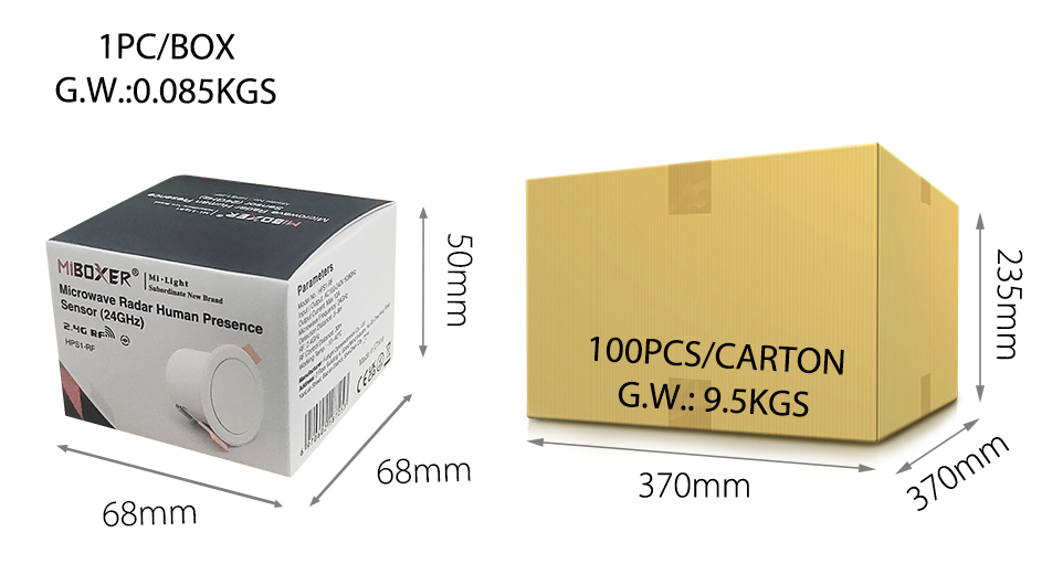 Microwave Radar Human Presence Sensor (2.4GHz) packaging