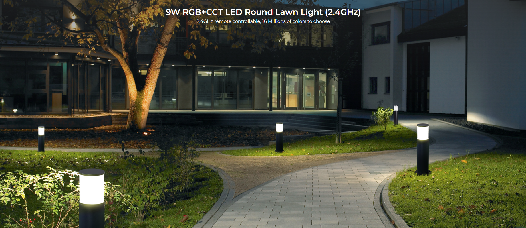 9W RGB+CCT LED Round Lawn Light (2.4GHz) 2.4GHz remote controllable, 16 Million colours to choose