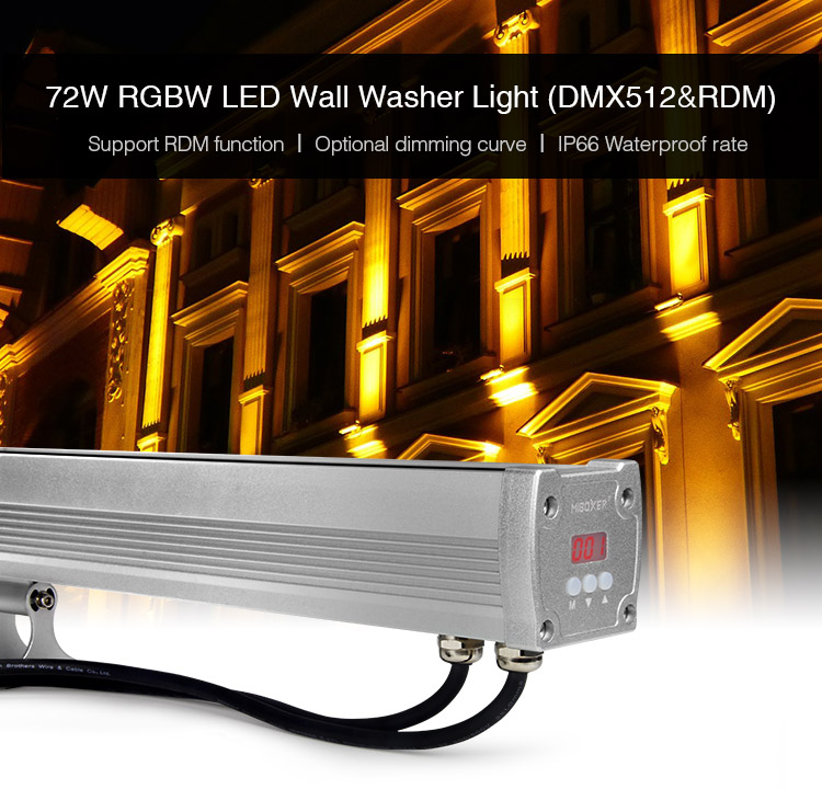 Close-up of the MiBoxer D4-W72 LED wall washer light showing its durable aluminium body