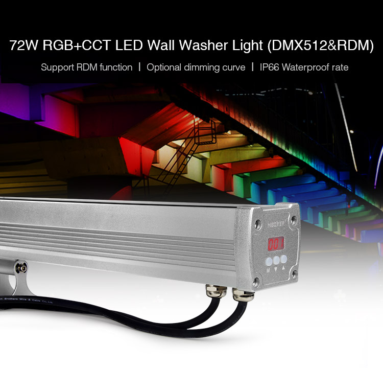 MiBoxer 72W RGB+CCT LED wall washer light with adjustable handles