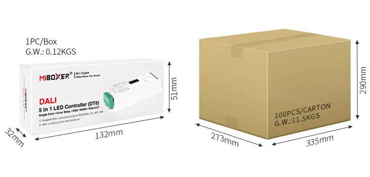 MiBoxer DL-X controller packaging displayed with the product