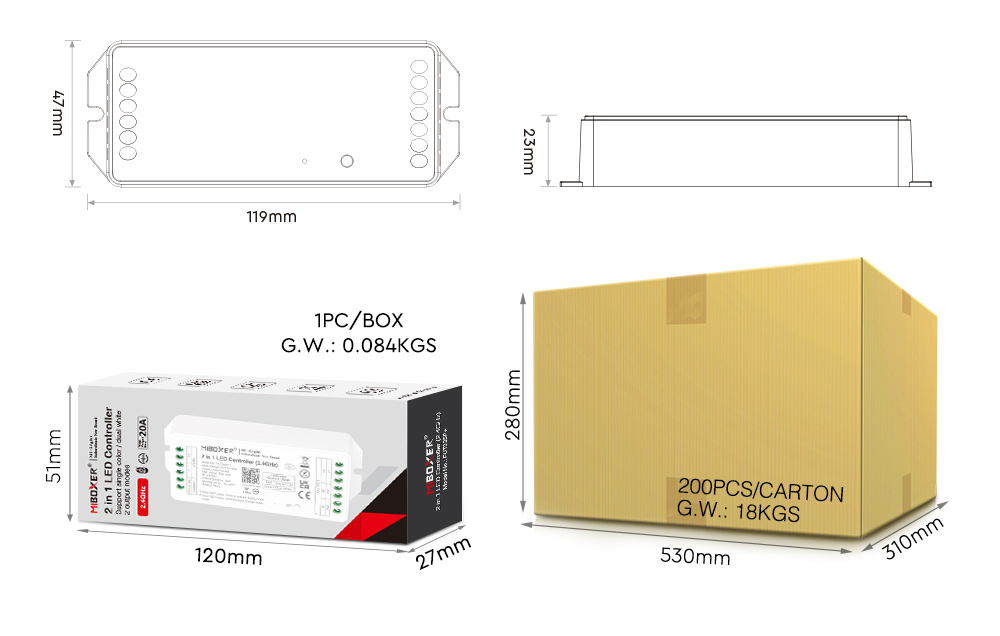 MiBoxer FUT035P+ LED controller technical specifications