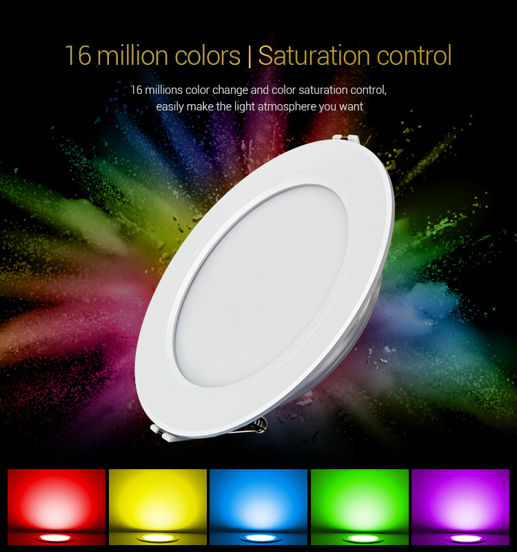 Mi-Light 9W RGB+CCT LED downlight FUT061 16 million colours multi-white