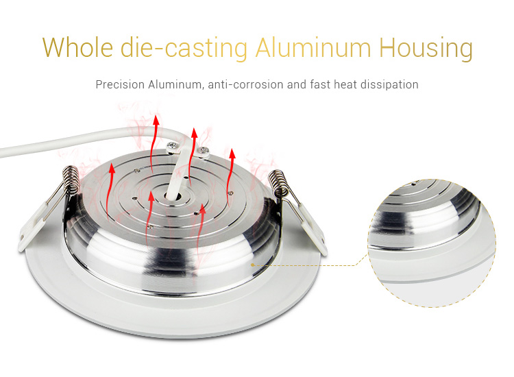 Mi-Light 9W RGB+CCT LED downlight FUT061 aluminium housing case body