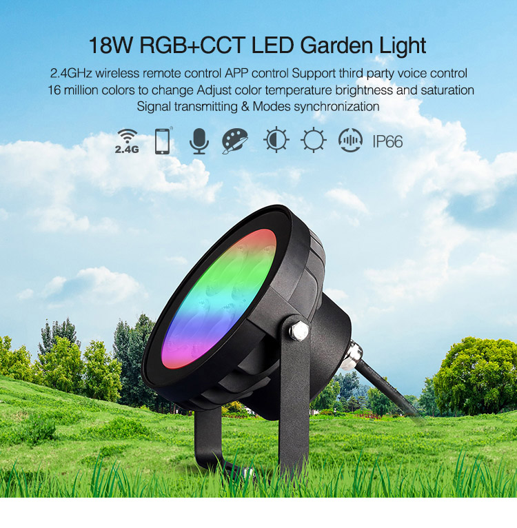 high-quality aluiminium garden light 18W RGB+CCT