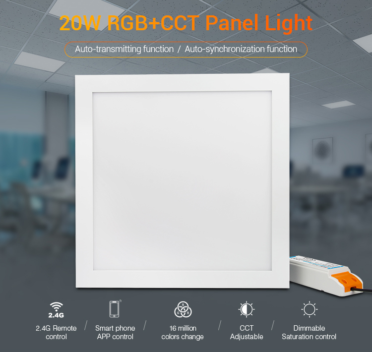Mi-Light 20W RGB+CCT panel light FUTL03 ceiling LED panel multicolour remote controlled