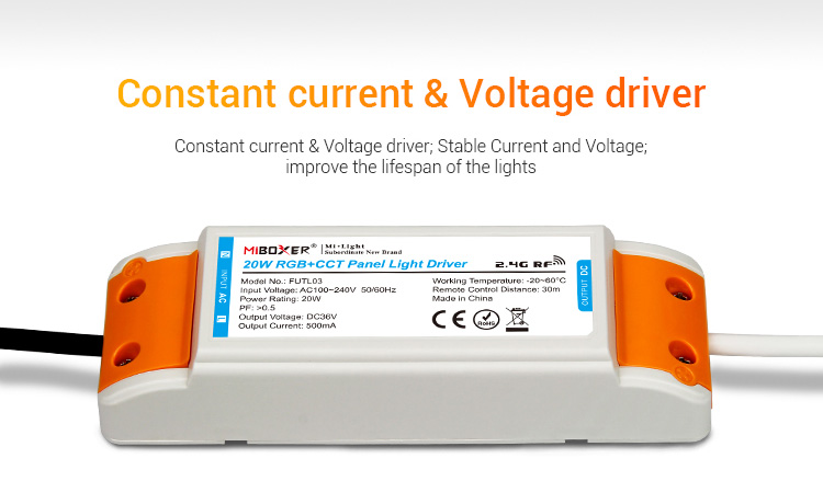 Mi-Light 20W RGB+CCT panel light FUTL03 professional constant current and voltage LED driver
