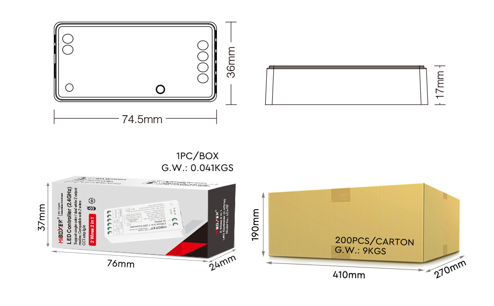 MiBoxer LED controller technical specifications