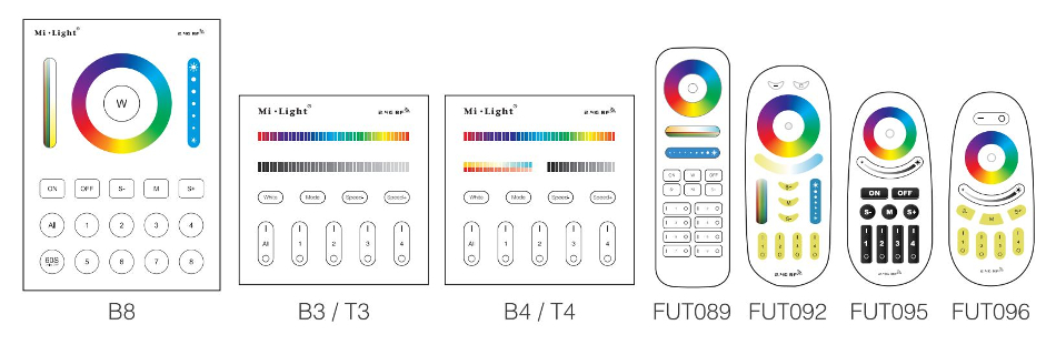 Smart controllers to control FUT066 LED downlight Mi-Light remotes B8 B3 T3 B4 T4 FUT089 FUT092 FUT095 FUT096