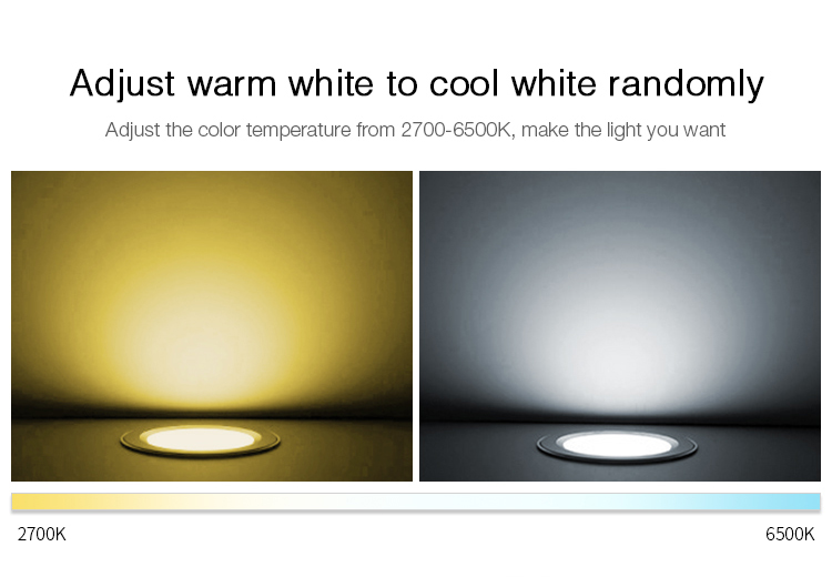 adjust warm white to cold white CCT Mi-Light 18W RGB+CCT LED downlight FUT065