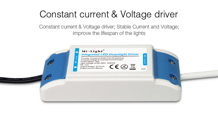 constant current voltage driver stable lifespan Mi-Light 18W RGB+CCT LED downlight FUT065