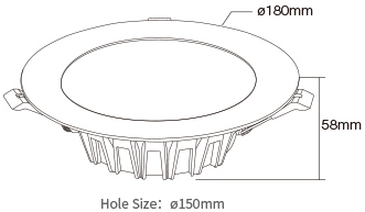 Mi-Light 18W RGB+CCT LED downlight FUT065 size product dimensions technical picture