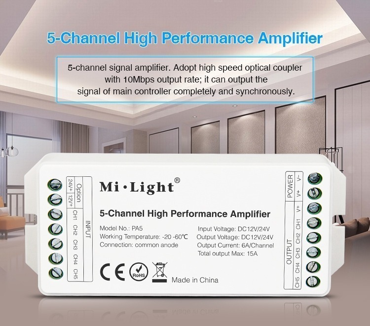 5-channel high quality performance amplifier milight smart lighting RGB RGBW RGBCCT