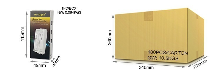 retail packaging Mi-Light 5-channel high-performance amplifier PA5 wholesale cardboard box